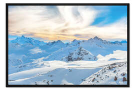Gerahmter Kunstdruck Berge mit Schneespitzen
