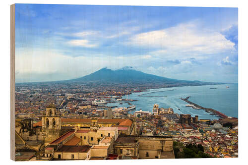 Quadro de madeira Nápoles e o Vesúvio