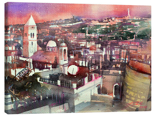 Tableau sur toile Jerusalem, Old Town with Church of the Redeemer