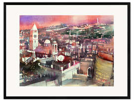 Impressão artística com moldura Jerusalem, Old Town with Church of the Redeemer