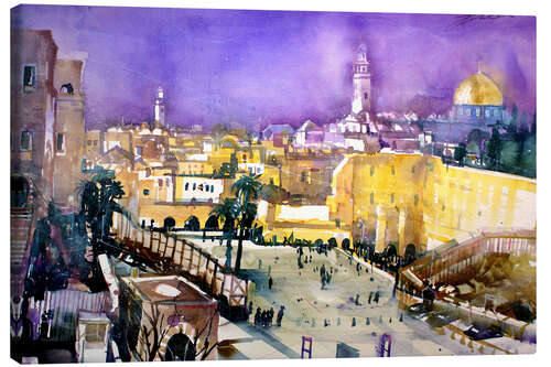 Canvas print Jerusalem, Dome of the Rock with Wailing Wall