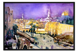 Gerahmter Kunstdruck Jerusalem, Felsendom mit Klagemauer