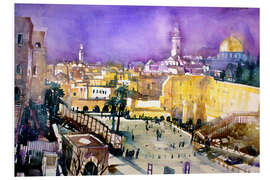 Foam board print Jerusalem, Dome of the Rock with Wailing Wall