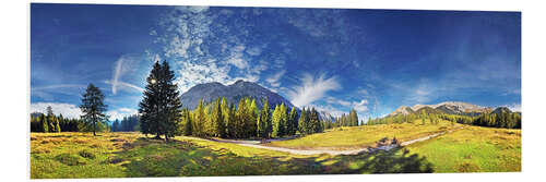 Foam board print 360 ° mountain panorama in the Wettersteingebirge south face with Mieminger chain