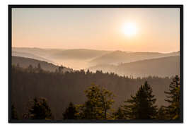 Gerahmter Kunstdruck Sonnenaufgang am Schliffkopf im Schwarzwald