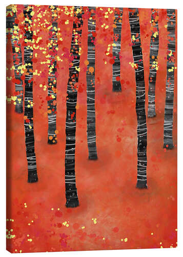 Tableau sur toile Bouleaux dans un paysage d'automne