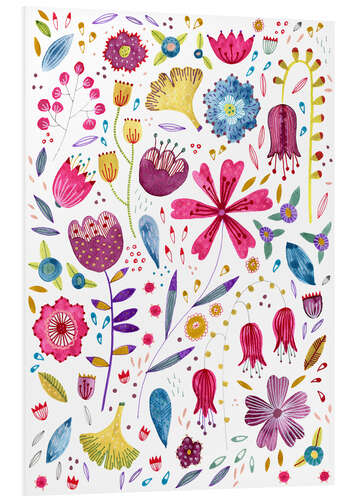 Foam board print Summer flowers watercolor