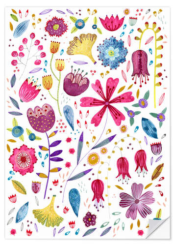 Wandsticker Sommerblumen Aquarell