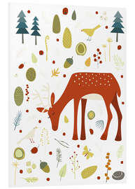 Foam board print Pretty deer in the autumn forest