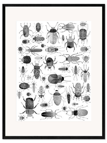 Framed art print Beetles, black and white