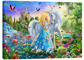 Lienzo  La princesa, el unicornio y el castillo - Adrian Chesterman