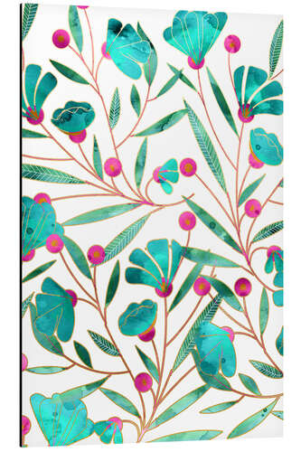 Aluminium print Turquoise Floral