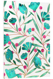 Foam board print Turquoise Floral