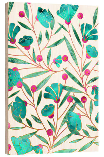 Quadro de madeira Turquoise Floral