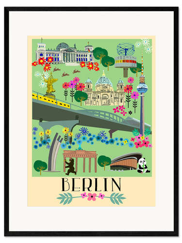 Plakat artystyczny premium w ramie Berlin map