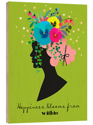 Cuadro de madera Happiness blooms from within