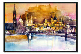 Gerahmter Kunstdruck Salzburg, Blick von Mülln in die Altstadt