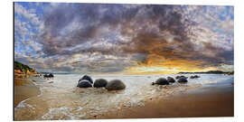 Alubild Moeraki Boulders Panorama, Südinsel, Neuseeland, Ozeanien