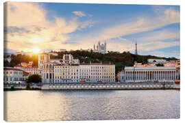 Canvas print Colorful, cloudy sunset over Vieux Lyon