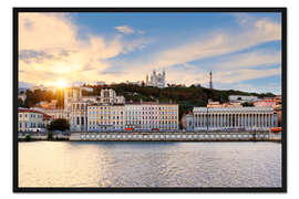 Gerahmter Kunstdruck Bunter, wolkiger Sonnenuntergang über Vieux Lyon