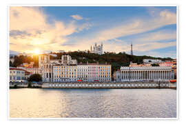 Poster Colorful, cloudy sunset over Vieux Lyon