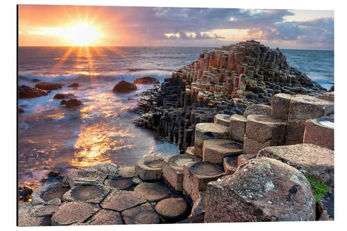 Aluminium print Sunset at Giant's Causeway