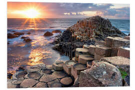 Hartschaumbild Sonnenuntergang am Giant's Causeway