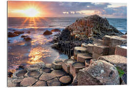 Quadro em plexi-alumínio Sunset at Giant s Causeway