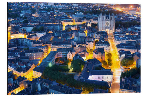 Obraz na aluminium Aerial view of Nantes at a summer night