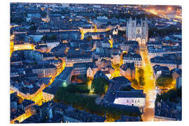 Hartschaumbild Luftaufnahme von Nantes in einer Sommernacht