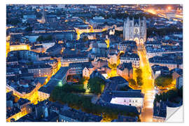 Naklejka na ścianę Aerial view of Nantes at a summer night