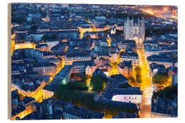 Wood print Aerial view of Nantes at a summer night