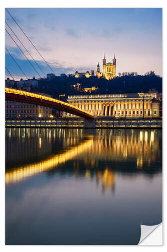 Självhäftande poster Vertical view of Saone river at Lyon