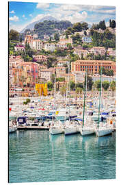 Magnettafel Bunte Häuser und Yachten in Menton