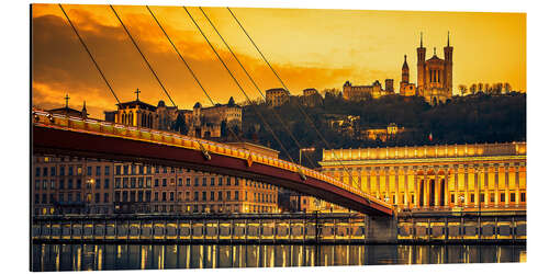 Aluminium print Saone river at sunset,Lyon, France.