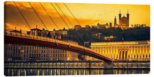 Canvas-taulu Saone river at sunset,Lyon, France.