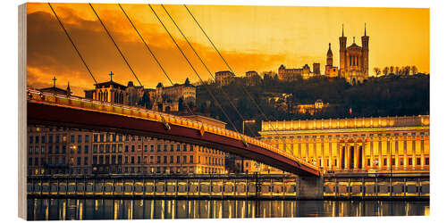 Trätavla Saone river at sunset,Lyon, France.