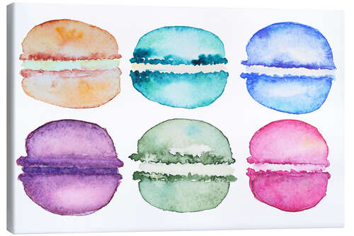 Canvas print Watercolor Macaroons