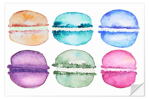 Selvklebende plakat Watercolor Macaroons