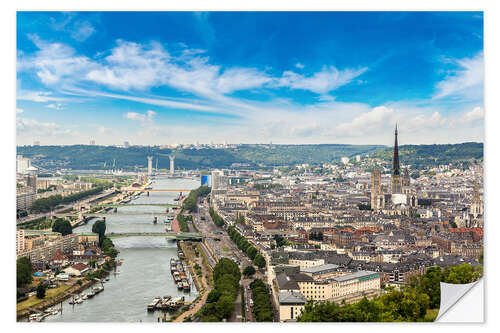 Wandsticker Panoramische Luftaufnahme von Rouen