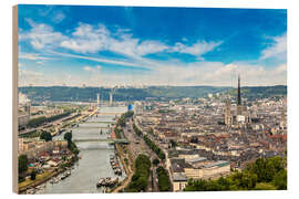 Holzbild Panoramische Luftaufnahme von Rouen