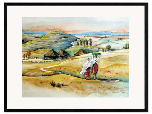 Impresión de arte enmarcada Afrikanische Landschaft
