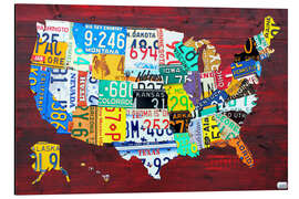 Aluminiumsbilde License Plate Map of the USA