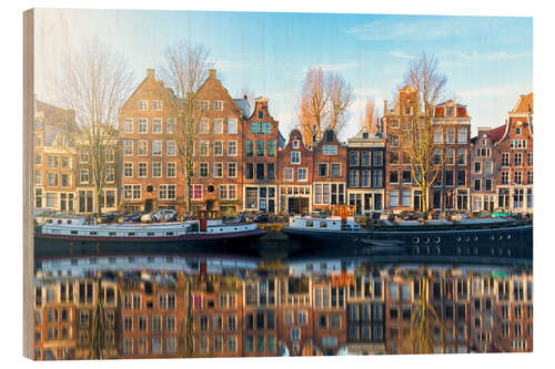 Hout print Amsterdam morning reflections
