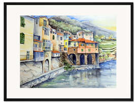 Gerahmter Kunstdruck Ortsansicht von Dolceacqua