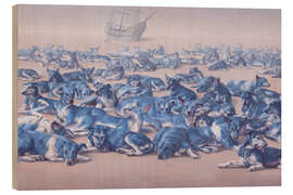 Wood print Blue Dogs