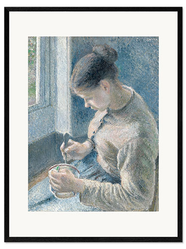 Impressão artística com moldura Peasant girl drinking her coffee