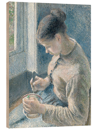 Wood print Peasant girl drinking her coffee