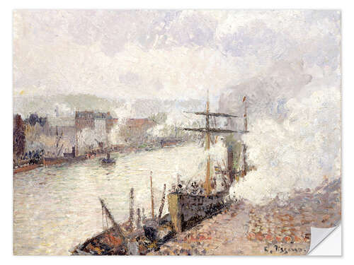 Selvklebende plakat Steamboats in the Port of Rouen