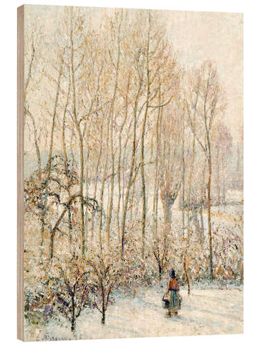 Tableau en bois La lumière du soleil du matin sur la neige, Éragny-sur-Epte